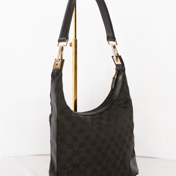 Gucci Black Canvas Monogram Shoulder Bag - Picture 3 of 5